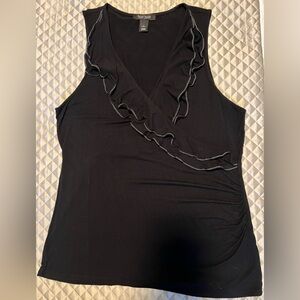 White House Black Market Black Ruffled Blouse